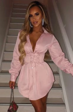 L.F NEW ARRIVALS Lenette Shirt Dress - Dusty Pink