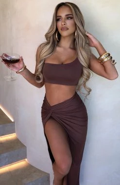 L.F NEW ARRIVALS Lia Crop - Chocolate