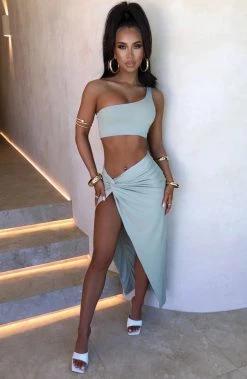 M.T Rosa Maxi Skirt - Sage NEW ARRIVALS