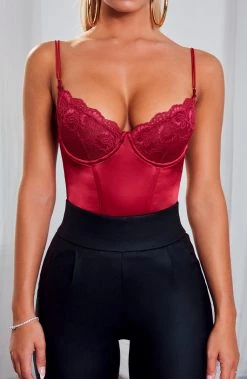 S.D BACK IN Lucia Bodysuit - Burgundy