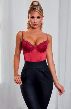 S.D BACK IN Lucia Bodysuit - Burgundy