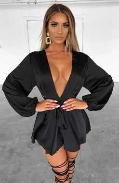 L.F Luna Playsuit - Black BACK IN