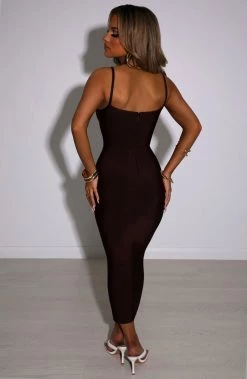 O.X NEW ARRIVALS Mayra Bandage Maxi Dress - Chocolate