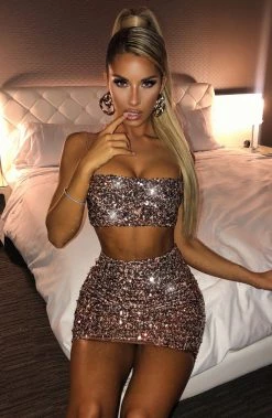 C.F NEW ARRIVALS Mellissa Skirt - Bronze Sequin