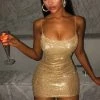 L.F Mikayla Mini Dress - Gold Glitter NEW ARRIVALS