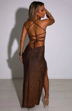 L.F Miley Maxi Dress - Bronze Sparkle NEW ARRIVALS
