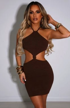 T.T NEW ARRIVALS Mimosa Mini Dress - Chocolate