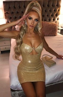 S.D Mya Mini Dress - Gold Glitter NEW ARRIVALS