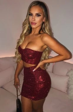 S.D Patrice Skirt - Red Glitter CLOTHING