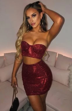 S.D Patrice Skirt - Red Glitter CLOTHING