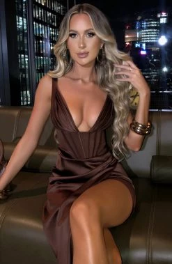 C.F Cordelia Maxi Dress - Chocolate NEW ARRIVALS