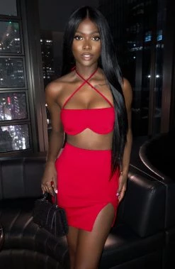 C.F NEW ARRIVALS Eliza Mini Skirt - Red