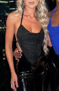 C.F Valery Diamante Top - Black NEW ARRIVALS