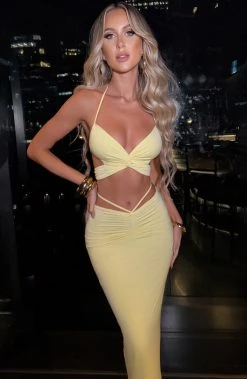 R.F NEW ARRIVALS Leticia Maxi Skirt - Lemon