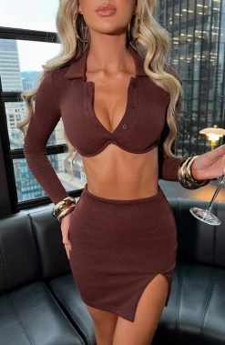 C.F Eliza Mini Skirt - Chocolate NEW ARRIVALS