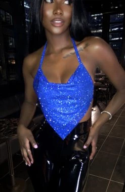 C.F NEW ARRIVALS Valery Diamante Top - Electric Blue