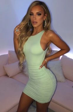 M.T BACK IN Tiana Mini Dress - Sage Green
