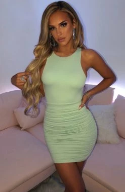 M.T BACK IN Tiana Mini Dress - Sage Green