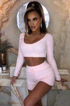 C.F NEW ARRIVALS Avalon Cozy Shorts - Baby Pink