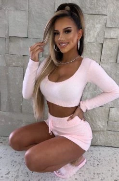 C.F NEW ARRIVALS Avalon Cozy Shorts - Baby Pink