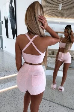 C.F NEW ARRIVALS Avalon Cozy Shorts - Baby Pink