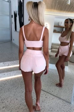 C.F NEW ARRIVALS Avalon Cozy Shorts - Baby Pink