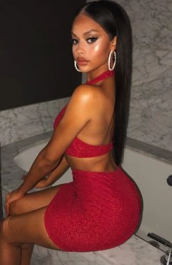 C.F BACK IN Samara Skirt - Red Sparkle