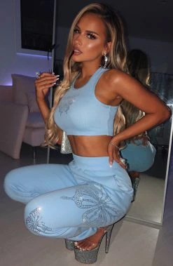 Z.Y Sasha Diamante Crop - Blue NEW ARRIVALS