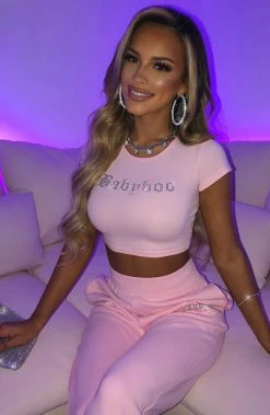 C.F Portia Diamante Crop - Pink