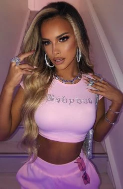 C.F Portia Diamante Crop - Pink