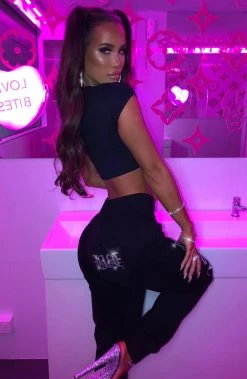 C.F Portia Diamante Crop - Black