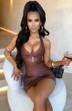 C.F NEW ARRIVALS Renata Mini Dress - Chocolate