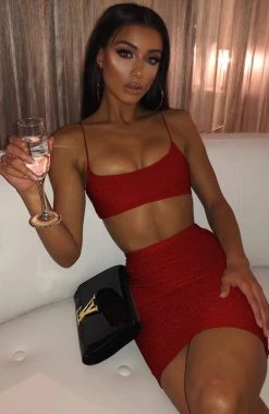 C.F BACK IN Samara Skirt - Red Sparkle