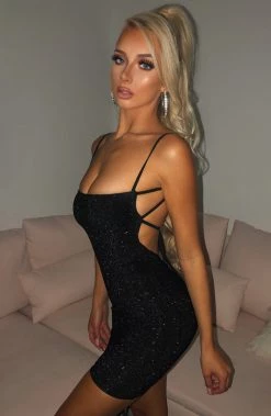 C.F NEW ARRIVALS Sahara Mini Dress - Black Sparkle