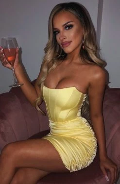 R.F NEW ARRIVALS Serina Mini Dress - Yellow