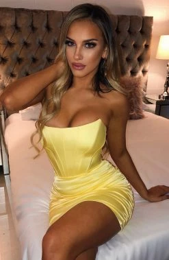 R.F NEW ARRIVALS Serina Mini Dress - Yellow