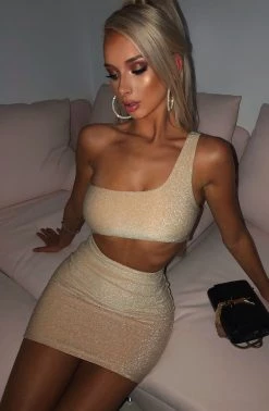 L.F Sharlize Mini Dress - Gold Sparkle NEW ARRIVALS