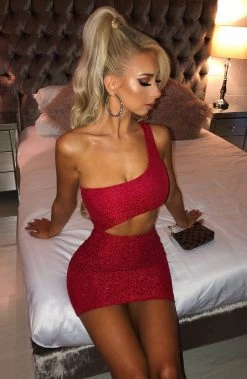 L.F Sharlize Mini Dress - Red Sparkle NEW ARRIVALS