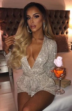 L.F Stella Playsuit - Silver Sequin NEW ARRIVALS