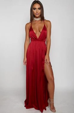 Babyboo Fashion Lita Maxi Dress - Maroon CLOTHING