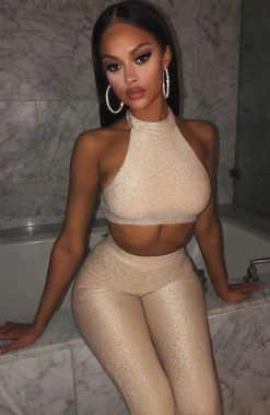 Babyboo Fashion Tanya Crop - Gold Sparkle CLOTHING