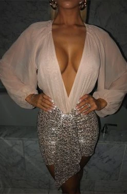 Y.Z NEW ARRIVALS Tarsha Mini Skirt - Nude