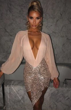 Y.Z NEW ARRIVALS Tarsha Mini Skirt - Nude