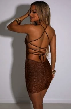 Y.Z Tati Mini Dress - Bronze Sparkle NEW ARRIVALS