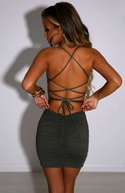 Y.Z NEW ARRIVALS Tati Mini Dress - Khaki