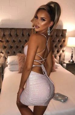 Y.Z Tati Mini Dress - Pink Sparkle NEW ARRIVALS