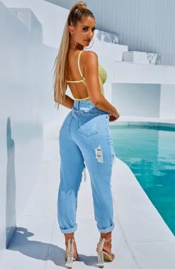 W.K NEW ARRIVALS Tiana Boyfriend Jeans - Light Blue