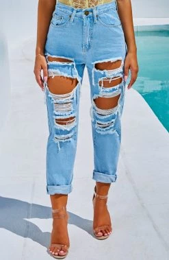 W.K NEW ARRIVALS Tiana Boyfriend Jeans - Light Blue
