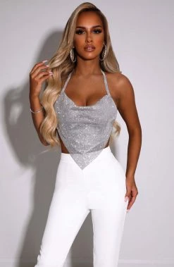 C.F Valery Diamante Top - Silver