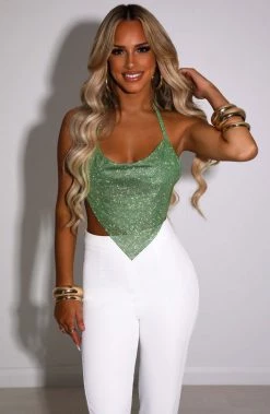 C.F NEW ARRIVALS Valery Diamante Top - Green